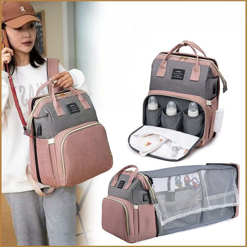 3'ü Bir Arada Su Geçirmeyen Bez Değiştirme Ebeveyn Seyahat Sırt Çantası Bez Değiştirme Yatağı Hediye
