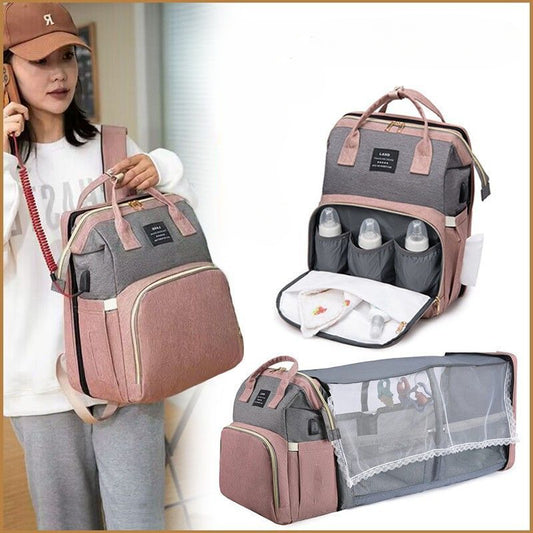 3'ü Bir Arada Su Geçirmeyen Bez Değiştirme Ebeveyn Seyahat Sırt Çantası Bez Değiştirme Yatağı Hediye