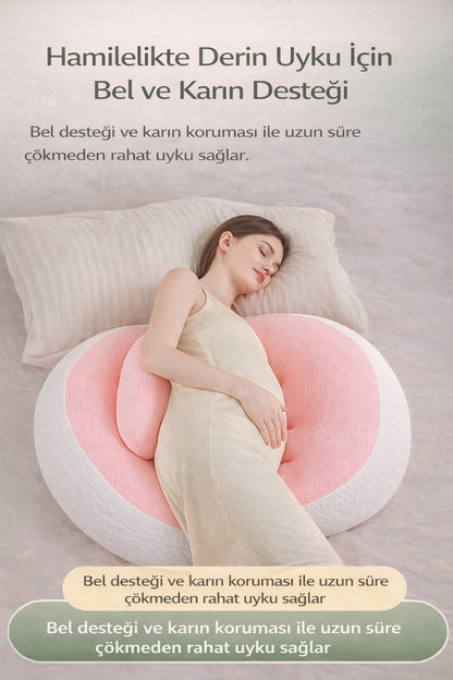 Bel Koruma Destekli Hamile Yastığı + Boyun Yastığı Hediye